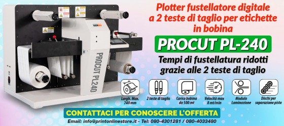 Fustellatore digitale per etichette in bobina Procut PL240